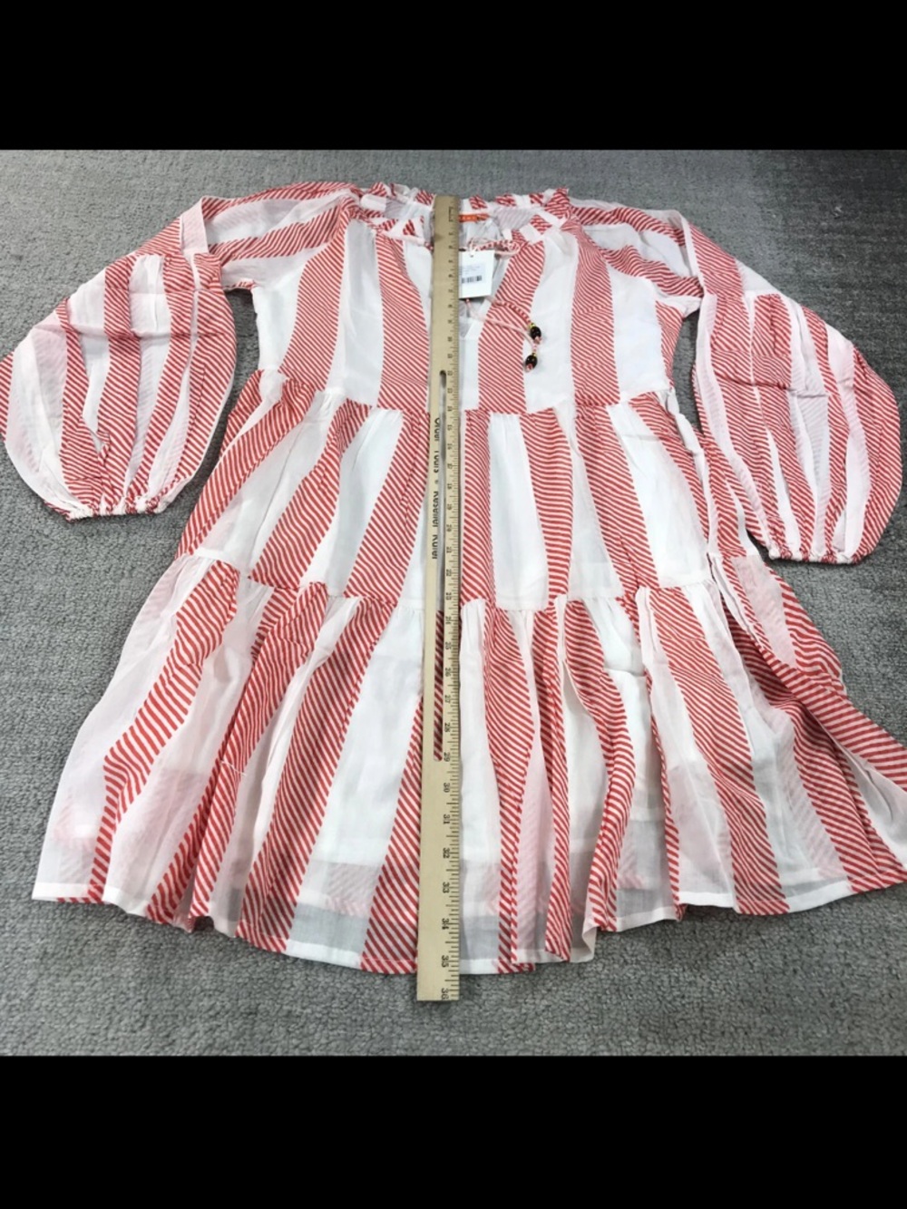 Oliphant 🌹Red and White Striped Tiered Dress - Picture 4 of 17